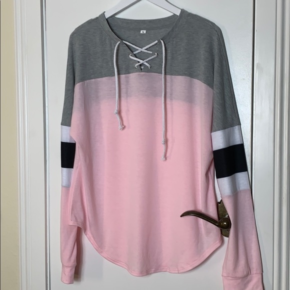 no brand Tops - Pink and grey long sleeved top size XL.